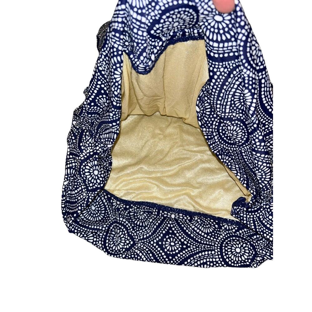 Talbots Tankini Women's 8 Blue White Swim Tank Top Underwire Ruched Sides - Picture 4 of 8